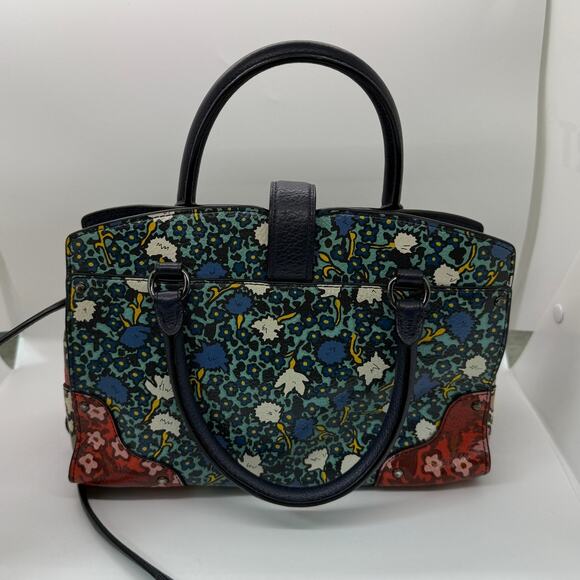 Coach Mercer 24 Satchel Crossbody Purse Multi Floral Teal Yankee - Picture 2 of 16